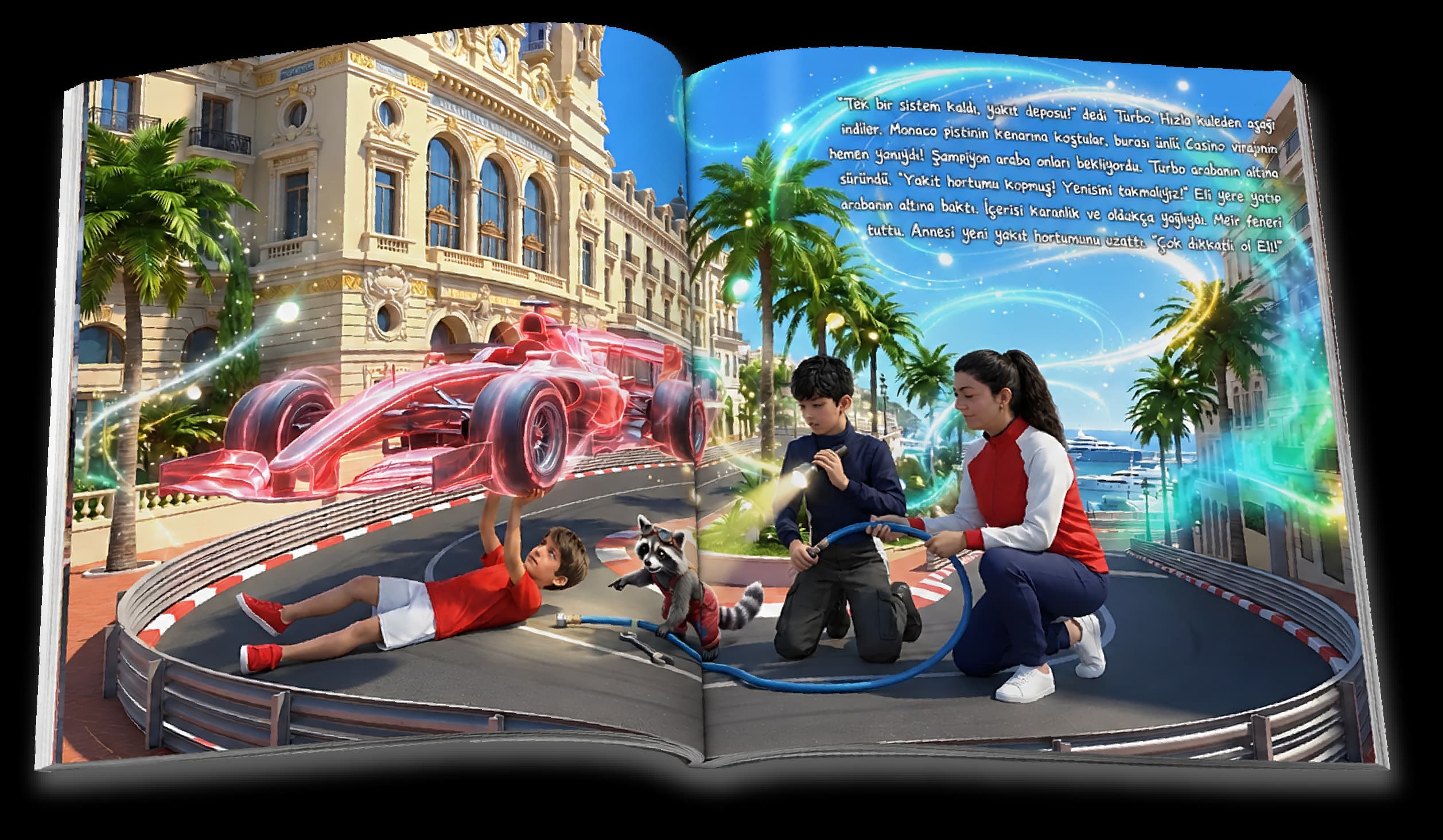 Formula yarışı macerası kişiye özel çocuk kitabı carousel görseli